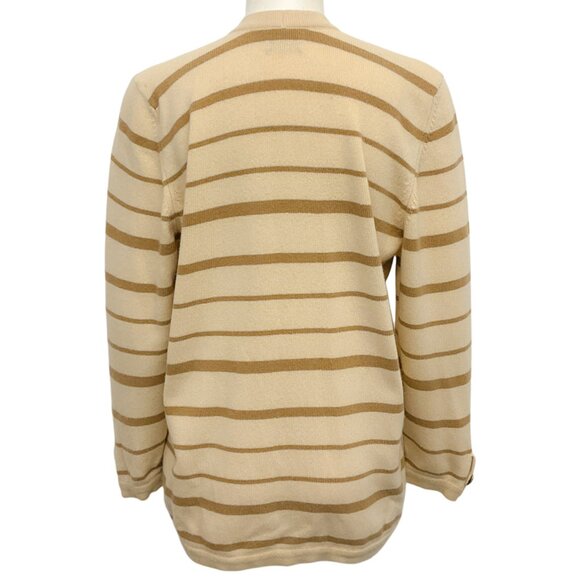 Chanel Vintage Beige / Brown Striped Cashmere Cardigan Sweater - Picture 3 of 5
